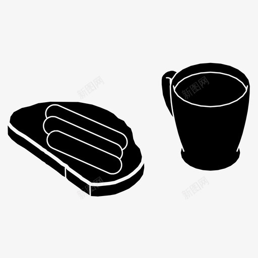 烤面包加香肠早餐早午餐图标svg_新图网 https://ixintu.com 吃 早午餐 早餐 烤面包加香肠