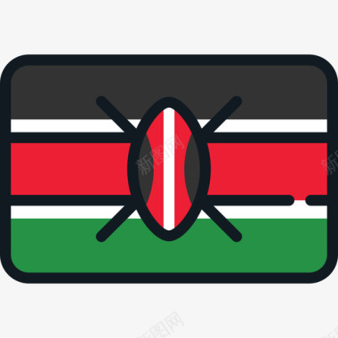 肯尼亚旗帜系列4圆角矩形图标图标