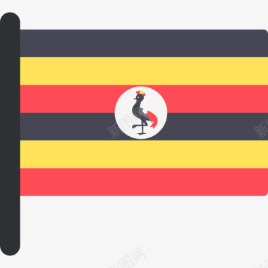 乌干达国际国旗5桅杆图标图标