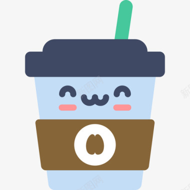 咖啡杯可爱的食物2平的图标图标