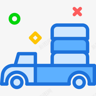 皮卡车运输20线性颜色图标图标