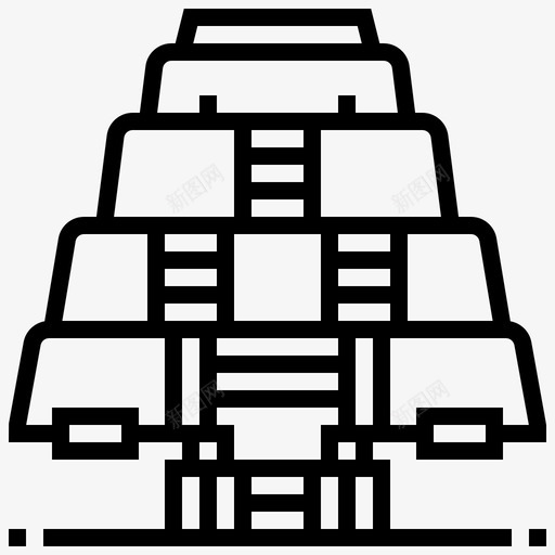 金字塔太阳建筑地标图标svg_新图网 https://ixintu.com 地标 墨西哥 墨西哥符号线 建筑 金字塔太阳