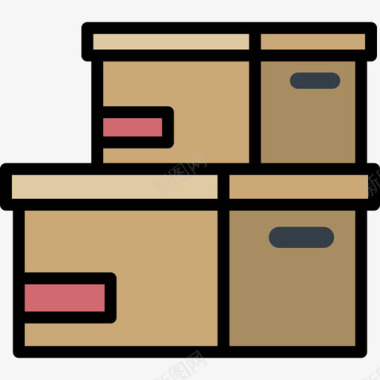 盒子办公材料2线颜色图标图标