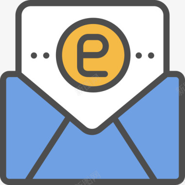 电子邮件办公工具线条颜色图标图标