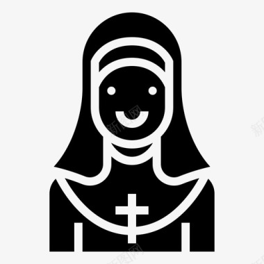 修女修道院传教士图标图标
