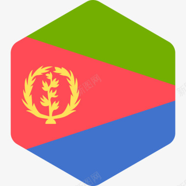厄立特里亚国际旗帜2六边形图标图标