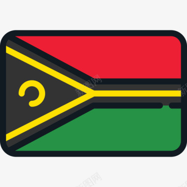 瓦努阿图旗帜系列4圆角矩形图标图标