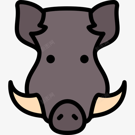 野猪动物25线形颜色图标svg_新图网 https://ixintu.com 动物25 线形颜色 野猪