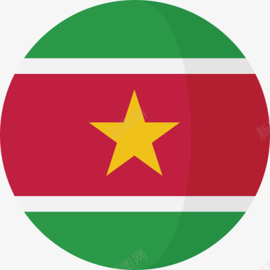 苏里南国旗3圆圈平坦图标图标