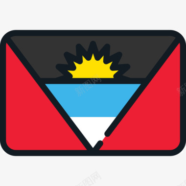 安提瓜和巴布达旗帜集合4圆形矩形图标图标