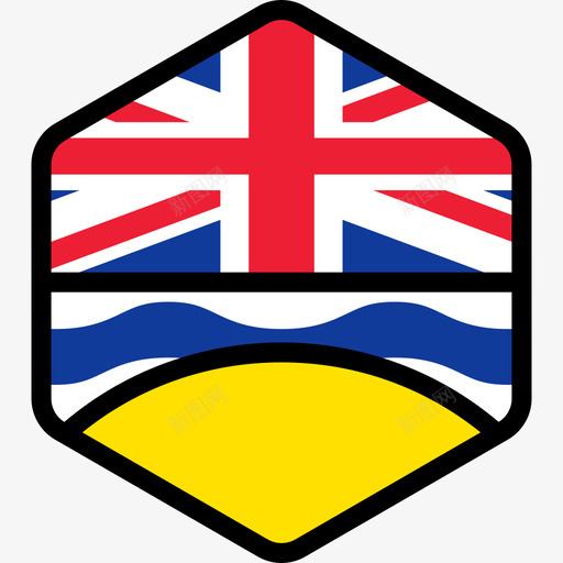 不列颠哥伦比亚省旗帜系列5六边形图标svg_新图网 https://ixintu.com 不列颠哥伦比亚省 六边形 旗帜系列5