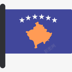 科索沃科索沃国际国旗5桅杆图标高清图片