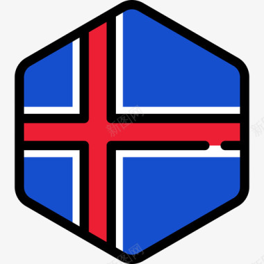 冰岛国旗系列5六边形图标图标