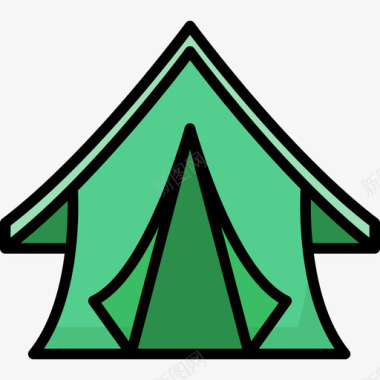 帐篷探险47线性颜色图标图标