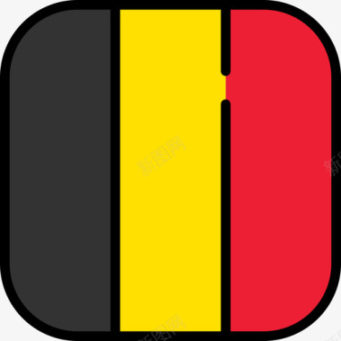 比利时国旗系列6圆形方形图标图标