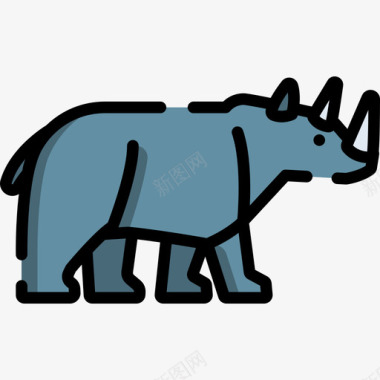 犀牛动物29线形颜色图标图标