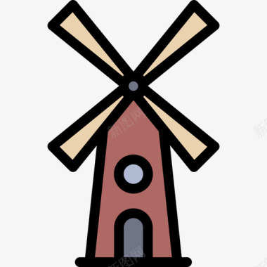 螺旋桨4号楼线性颜色图标图标