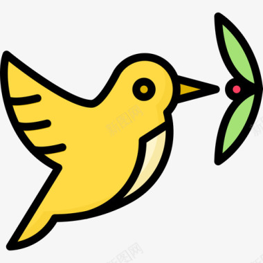鸟类自然8线性颜色图标图标