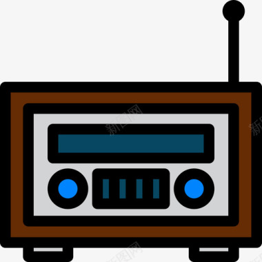 收音机时尚风格8线性颜色图标图标