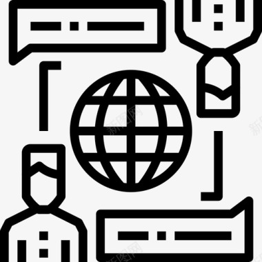 在线交流商务全球图标图标