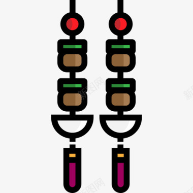 串食物和餐厅3线性颜色图标图标