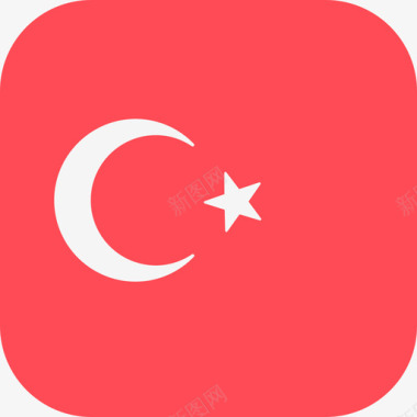 土耳其国际国旗3圆形方形图标图标