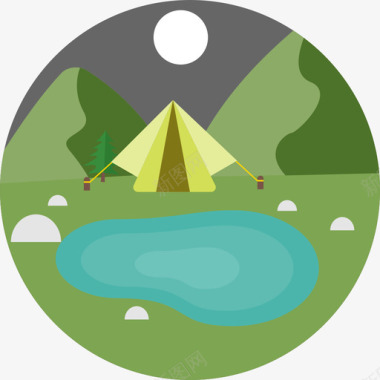 露营景观13平坦图标图标