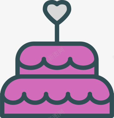 结婚蛋糕爱情3线性颜色图标图标
