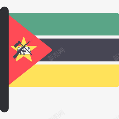 莫桑比克国际国旗5桅杆图标图标
