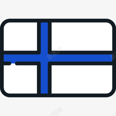芬兰国旗系列4圆角矩形图标图标
