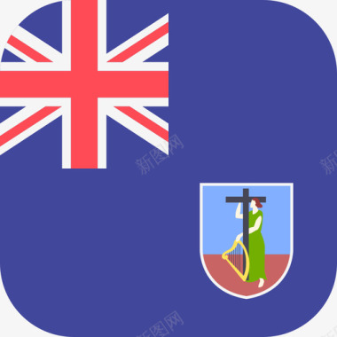 蒙特塞拉特国际国旗3圆形方形图标图标