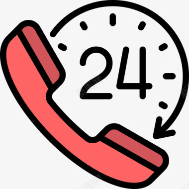 24小时客户服务9线性颜色图标图标