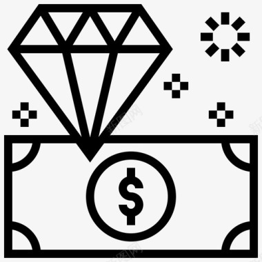 钱钻石美元图标图标