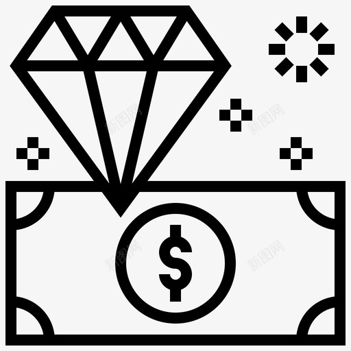 钱钻石美元图标svg_新图网 https://ixintu.com 嘻哈系列 珠宝 美元 钱 钻石