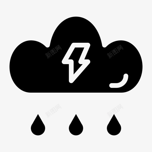 下雨气象风暴图标svg_新图网 https://ixintu.com 下雨 天气 气象 能源 风暴