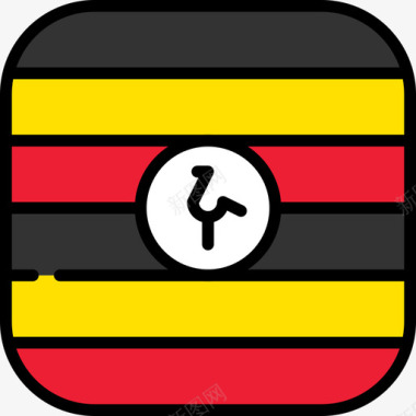 乌干达旗帜收藏6圆形方形图标图标