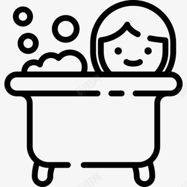 浴缸美容8号直线型图标图标