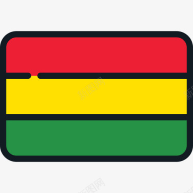 玻利维亚旗帜集合4圆形矩形图标图标