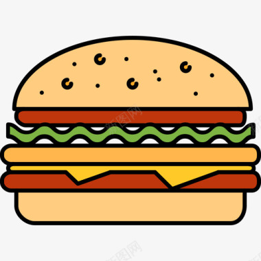 汉堡食品和饮料12颜色128px图标图标