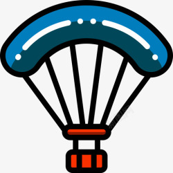 矢量线条降落伞降落伞运动装备3线条颜色图标高清图片