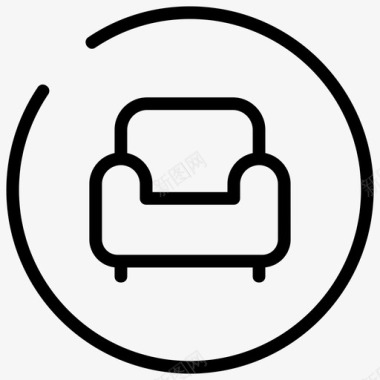 沙发长凳圆形图标图标