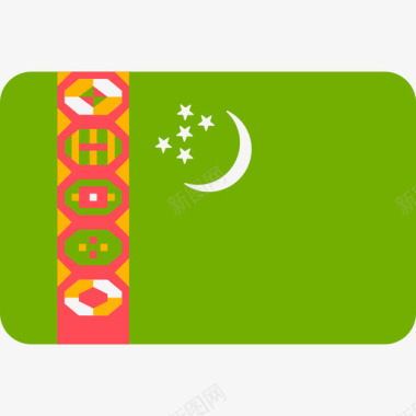 土库曼斯坦国际国旗6圆形矩形图标图标