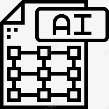 人工智能文件类型3线性图标图标