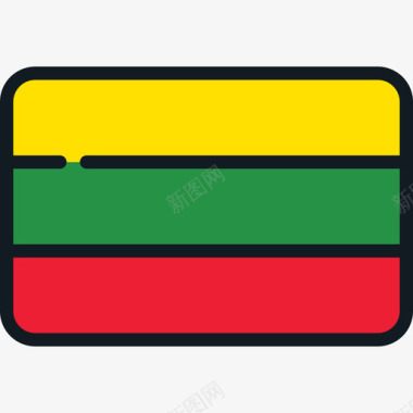 立陶宛国旗系列4圆角矩形图标图标