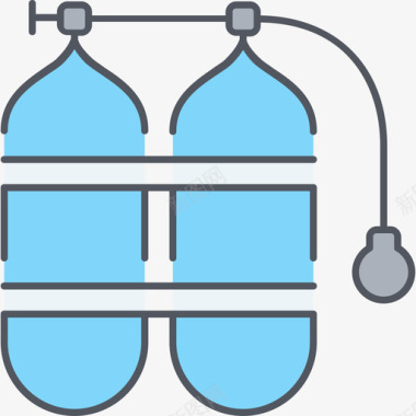 氧气罐船用2彩色图标图标