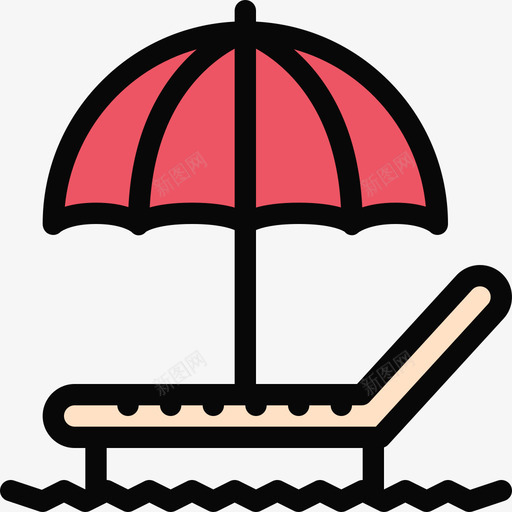 躺椅沙滩和露营彩色图标svg_新图网 https://ixintu.com 彩色 沙滩和露营 躺椅