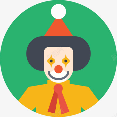 小丑马戏团21扁平图标图标