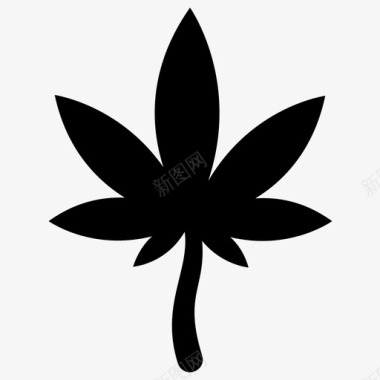 大麻叶子开花药草图标图标