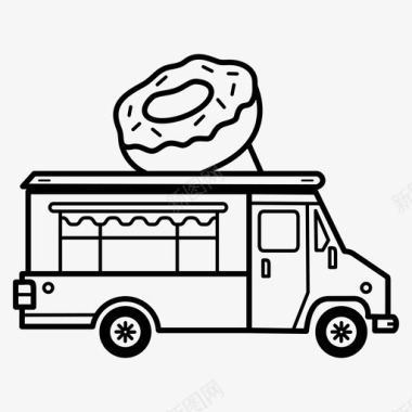食品拖车甜甜圈快餐图标图标