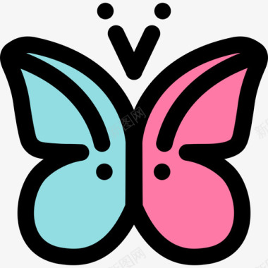 蝴蝶复活节19线形颜色图标图标